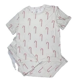 Forever French Womens M Bamboo Pajama Set Candy Cane Christmas Holiday Lounge